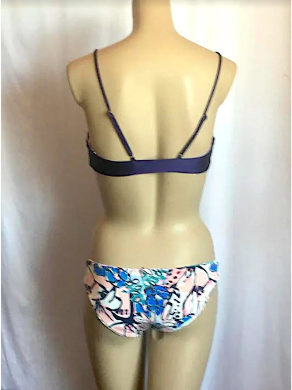 Maaji  Navy Lace up Top 4-way Reversible Small Bikini Set + gift  Womens